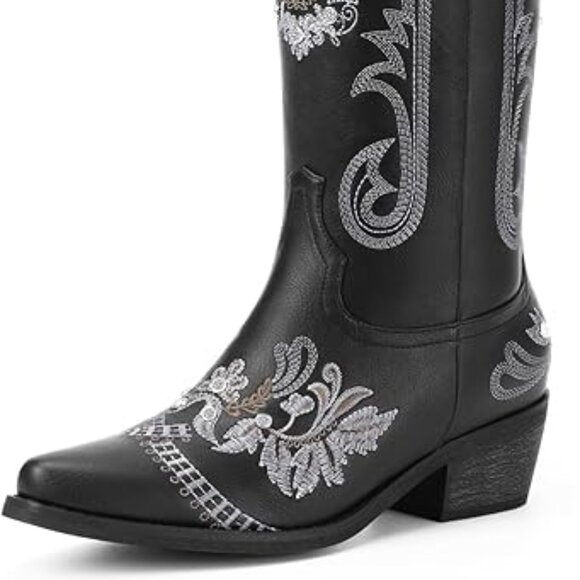 Cowgirl Boots, Glitter Sparkly Rhinestone Western Country Boots w/Classic Embroi - Picture 3 of 6